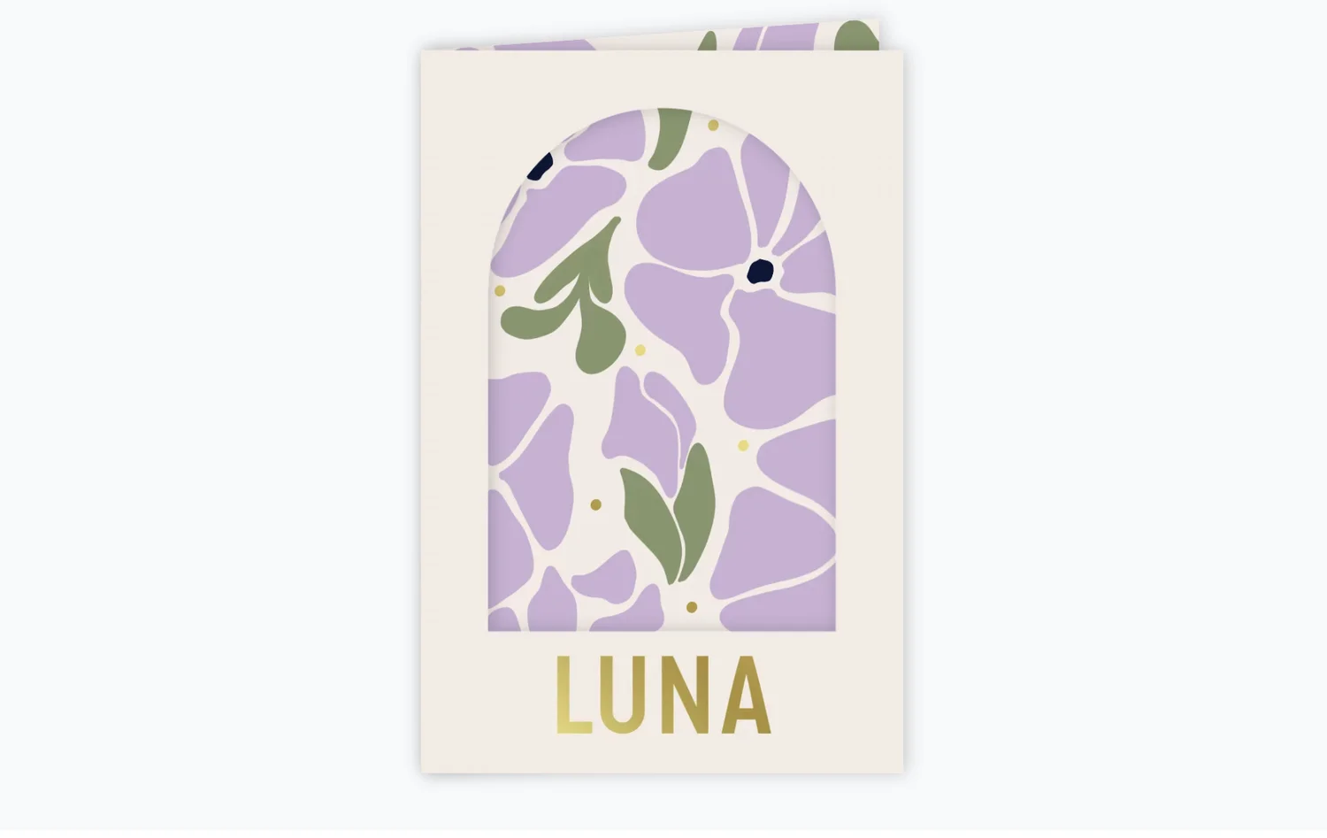 Geboortekaartje doorkijkkaart halve boog bloemenprint Luna