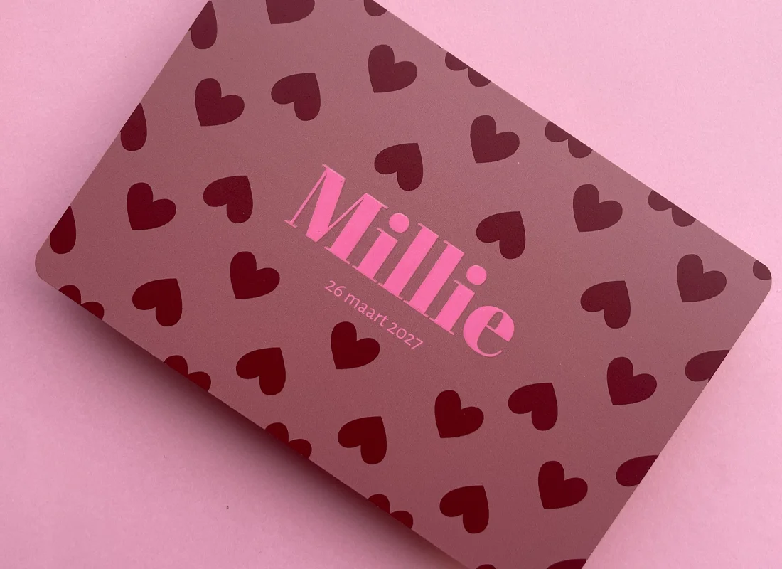 Geboortekaartje roze Millie